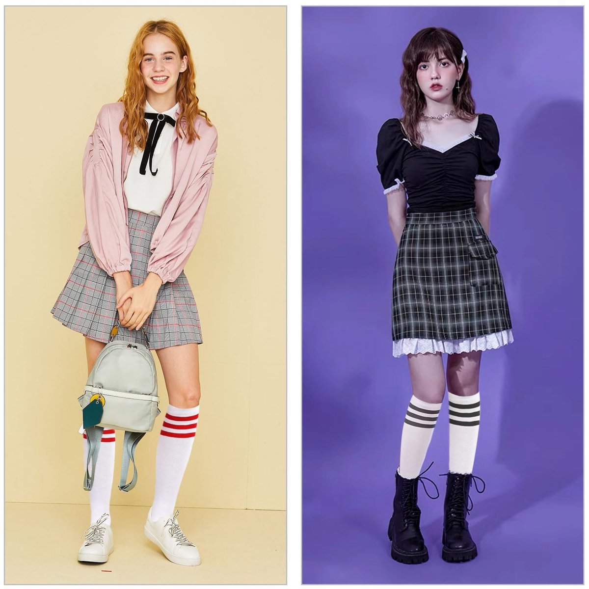 Allecto - Gestreepte Katoenen Hoge Sokken - Opaque Kniehoge Stockings - Damesmode - 3 Paar - Comfortabel en Ademend - Geschikt voor Elke Gelegenhei...