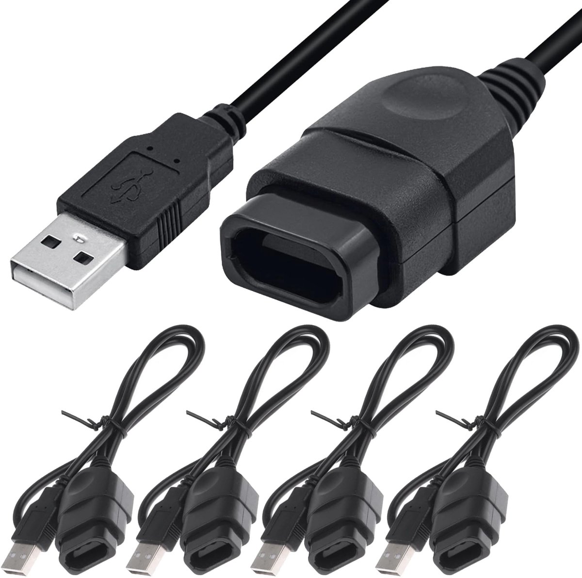 Allecto - USB-adapterkabel voor Xbox-controller naar PC - 4 stuks, Geschikt voor Xbox Gen.1