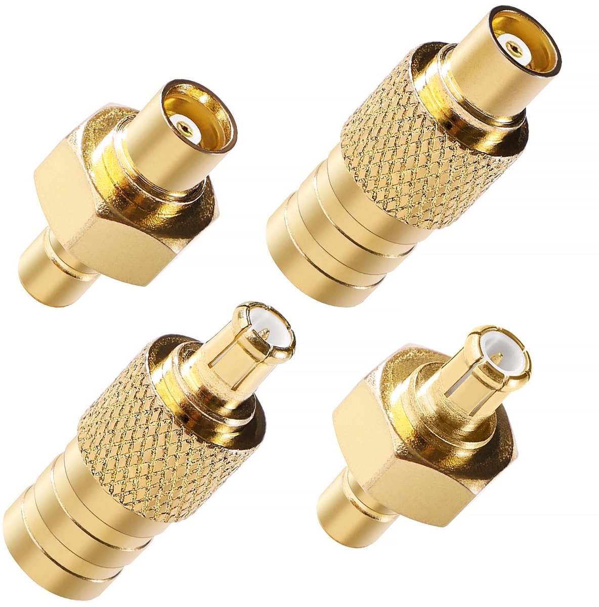 Allecto - DAB-Antenneadapter - 4 Stuks - Goud - Antenneconnector - Geschikt voor Autoradio - Perfect voor DAB + FM/AM