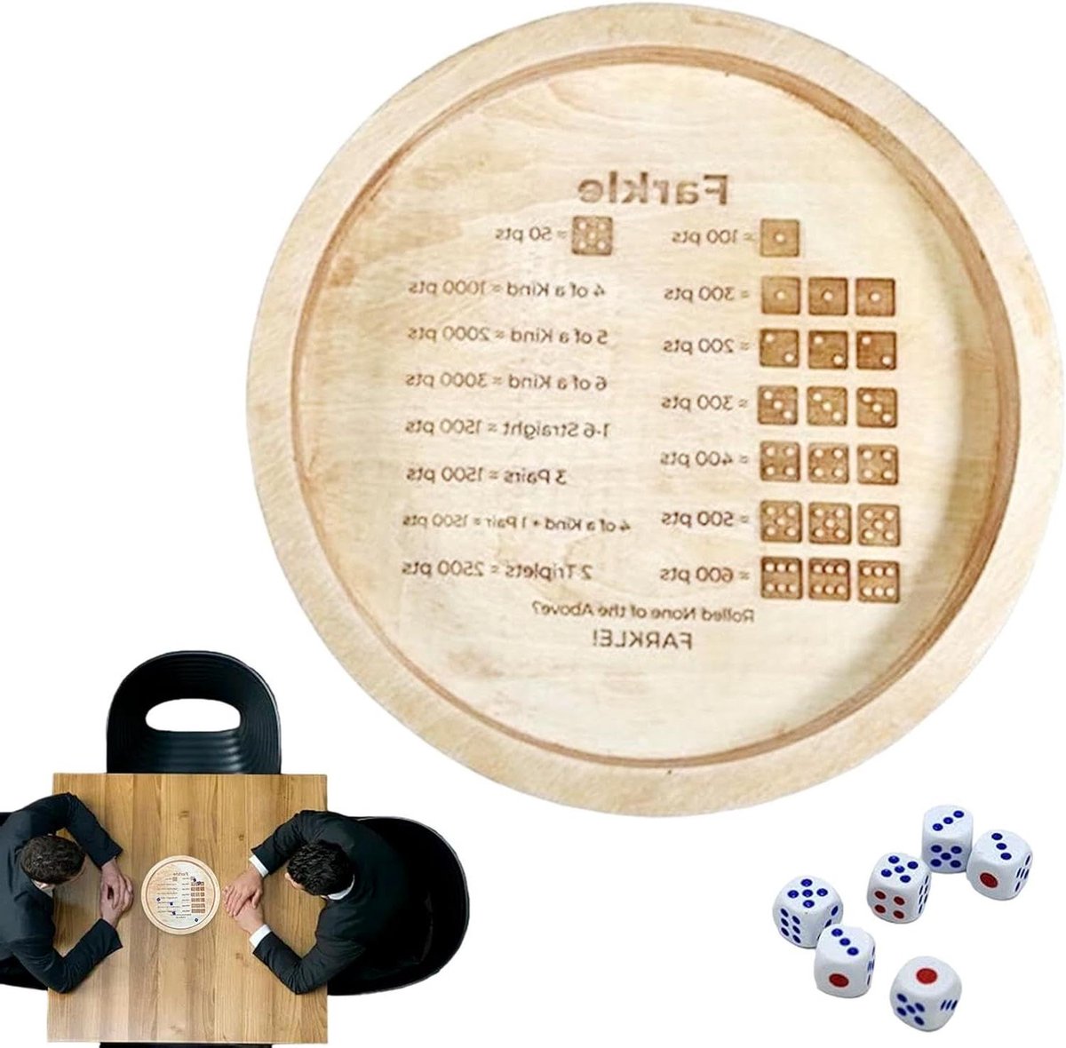 Dobbelsteenbak - Rolbak Hout - Spelavonden - Voorkomt Rollen - 30 cm - Meerkleurig