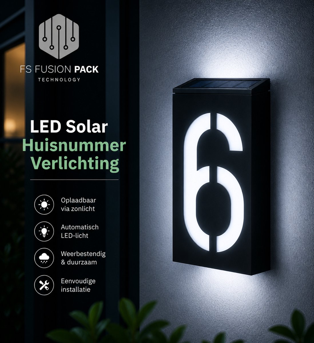 LED Solar Huisnummer Verlichting – Modern & Waterdicht –Digitale Lamp-Cijfers-Led-2026- Buitenlamp op Zonne-Energie – Decoratieve Tuin- en Gevelverlichting Huisnummer bord – Digitale Lamp-Cijfers-Led-2026