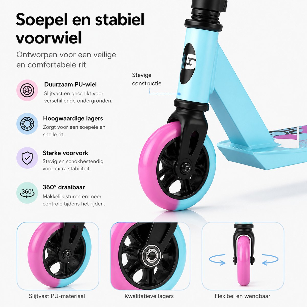 Suotu Stuntstep - Stuntstep Jongens en meisjes - 100KG - Kinderstep - Aluminium - Blauw/Roze — afbeelding 2