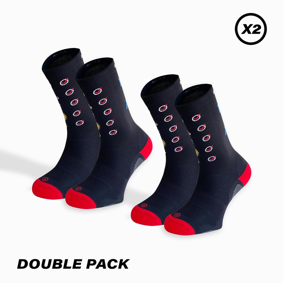 DOUBLE PACK ATTITUDE RUNNING WALKING SOCKS CALF HIGH