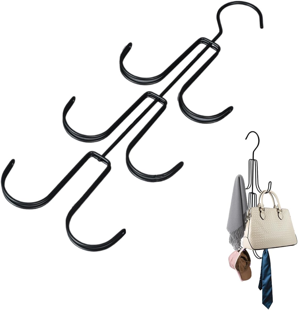 Metalen Tas Hanger - Opvouwbare Draagbare Organizer - Stevig En Duurzaam - Ruimtebesparend - Voor Thuis - Reis - Garderobe En Sjaals - Afmeting 38x14 cm