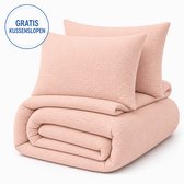 Decoware Dekbed Zonder Overtrek 140x200 cm – Mousseline Roze – Hoesloos Dekbed Wasbaar - Incl. Kussensloop - All Season - Eenpersoons