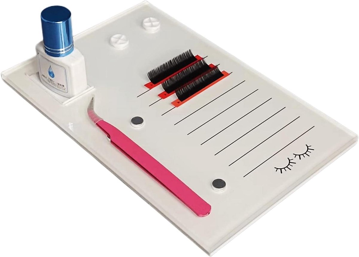 Wimper Enten Pallet - Wimper Tegelhouder - Wimperverlenging Aanbrengen - Magnetische Pincet Houders - 20 x 13 cm - Wit