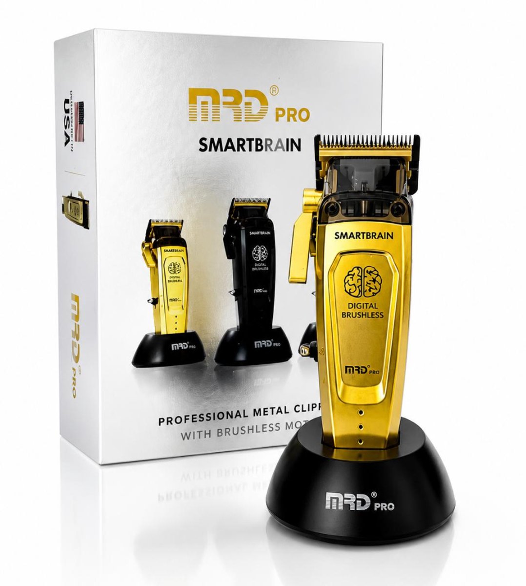 MRD PRO SmartBrain Tondeuse – Professionele Draadloze Hair Clipper – USB-C – Brushless Motor – 6 Opzetkammen – Goud