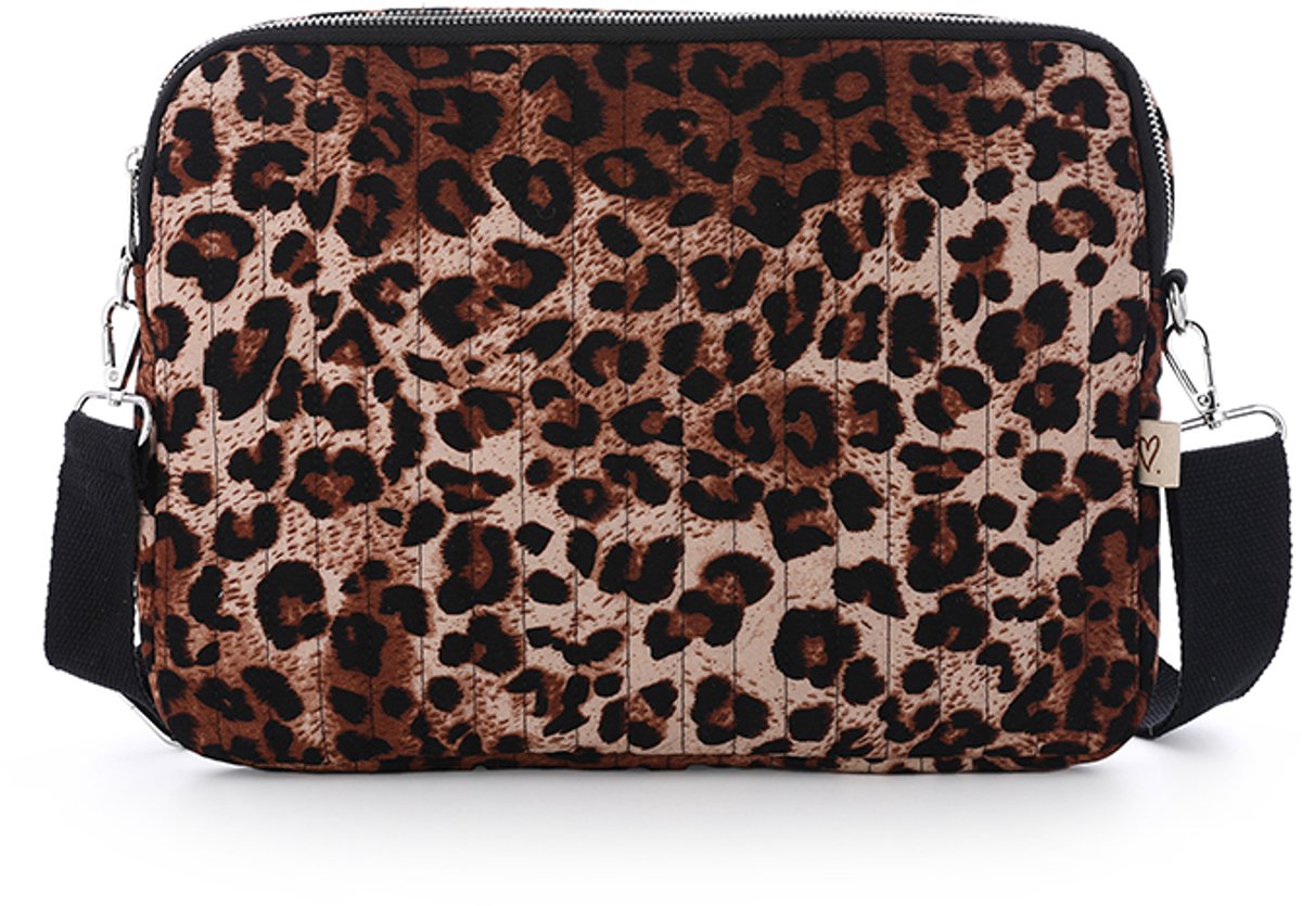 Trendy Laptop- & iPad Tas met Leopard Print - Geschikt voor 13 inch - Modieuze Schoudertas Dames - 32 x 24 cm - Luipaard 4