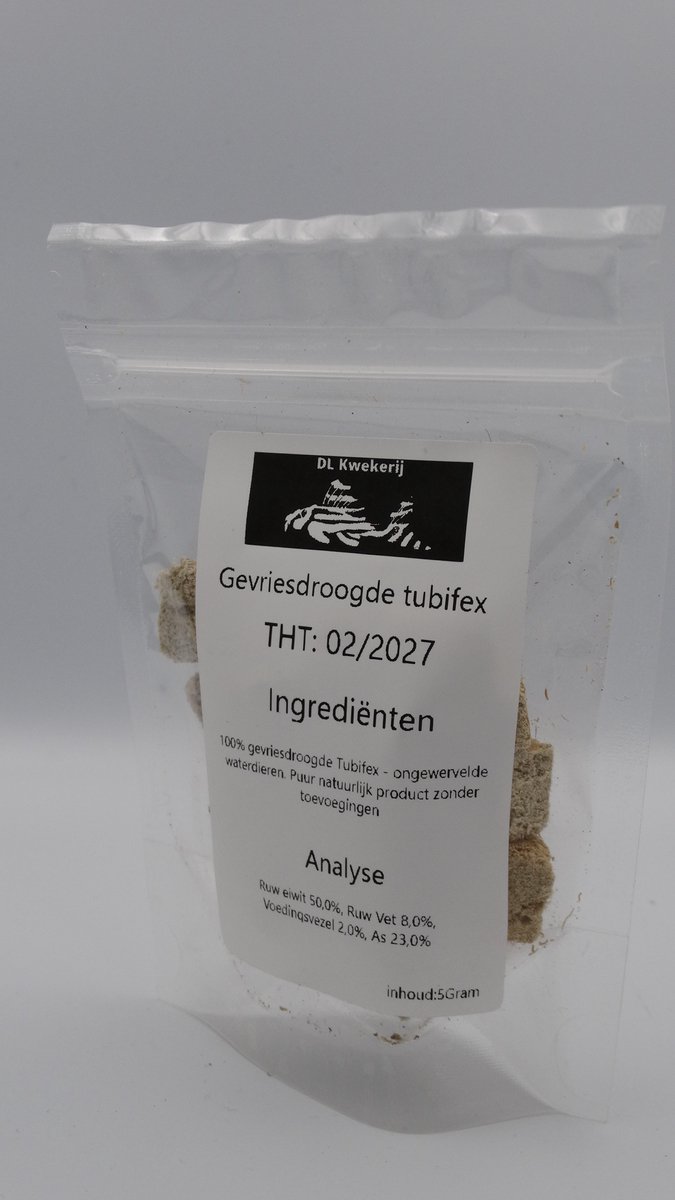 Gevriesdroogde tubifex - 5gram - aquarium - visvoer- DL Kwekerij