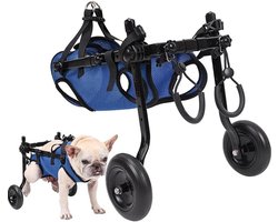 KZQ Verstelbare hondenrolstoel voor de achterpoten - hulpmiddel voor de mobiliteit van uw huisdier - rolstoel - inclusief frame en heupsteun - Maat S - geschikt voor kleine honden en honden met een beperking zoals artrose, verlamming en letsel.