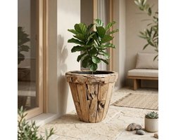 Plantenbak van teakhout – 78 x 78 x 72 cm | Cozy Ibiza
