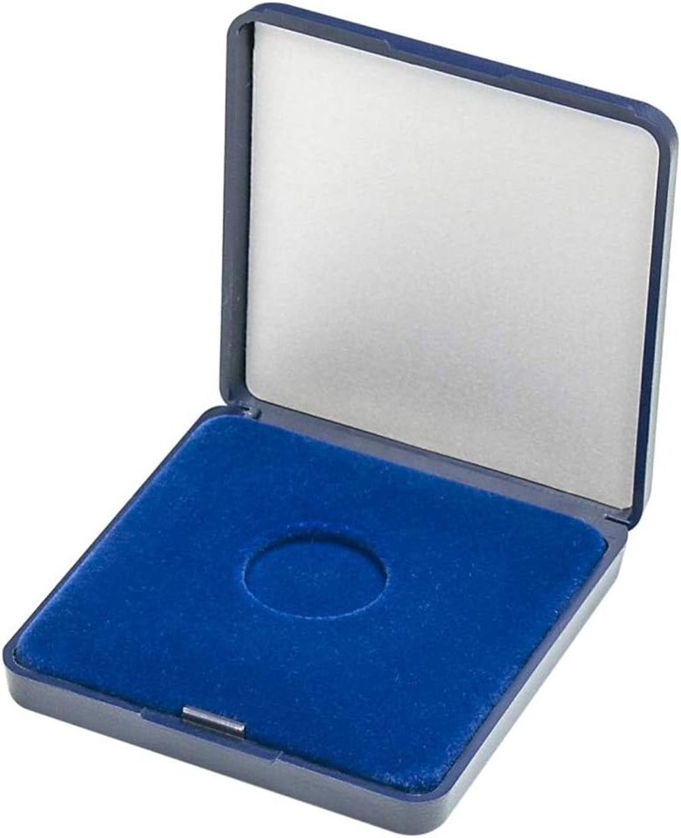 Muntenetui - Muntencollectie Box - Munten Opbergen - Blauwe Velours Inleg - 70 x 70 x 15 mm - Donkerblauw