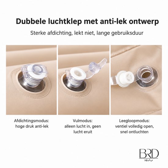 BRD® Auto Luchtbed Beige - Achterbank 12V Pomp 2 Kussens Matras 78 cm — afbeelding 4