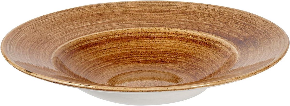 Dinerbord - Pastabord Kom - Maaltijden Serveren - Handbeschilderde Rand - Ø 28 cm - Koperkleurig
