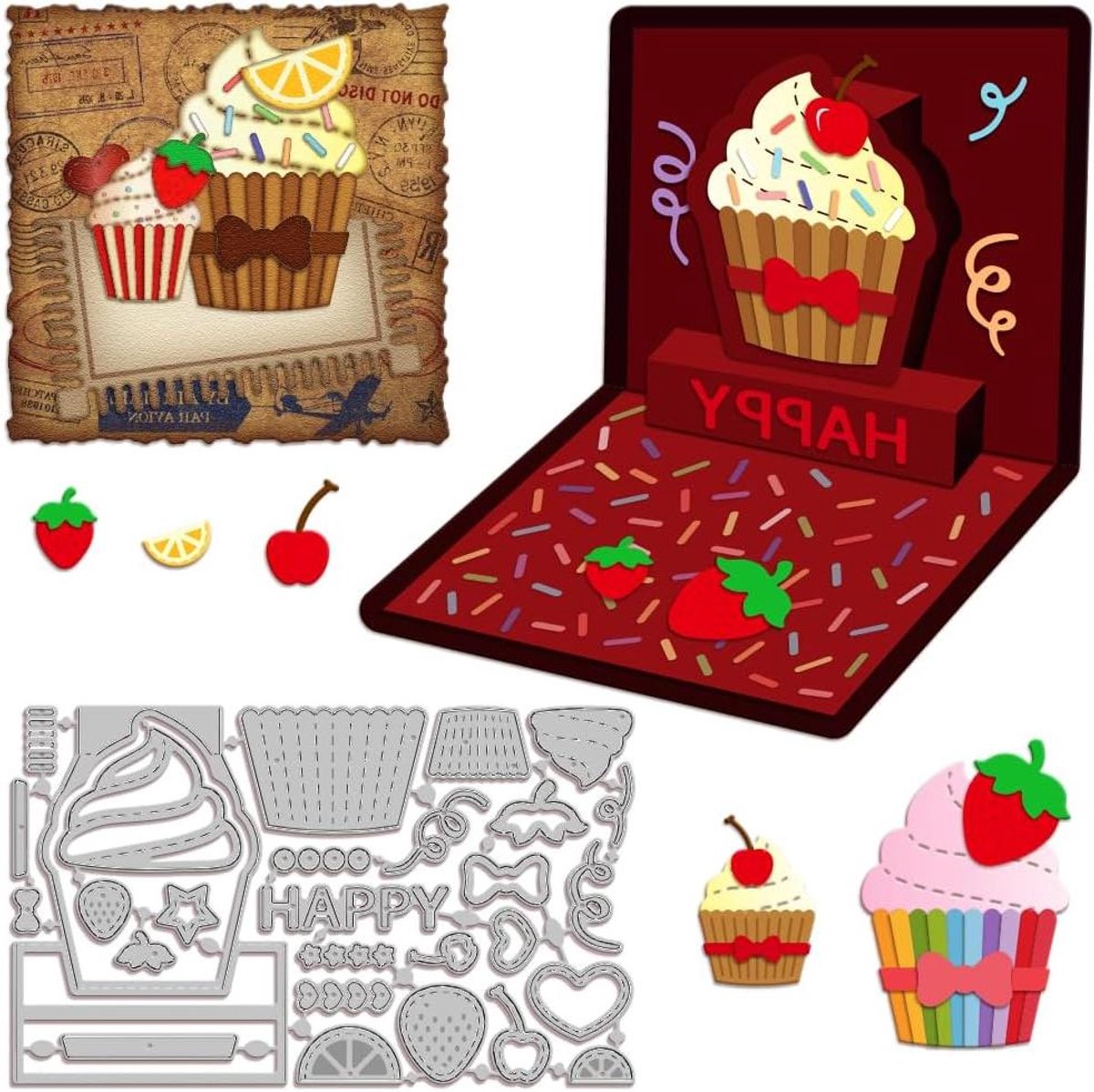 Metaal Snijmal - Stansvorm Cupcake - Kaarten Maken - Cupcake Vorm - 156 x 94 mm - Zilverkleurig