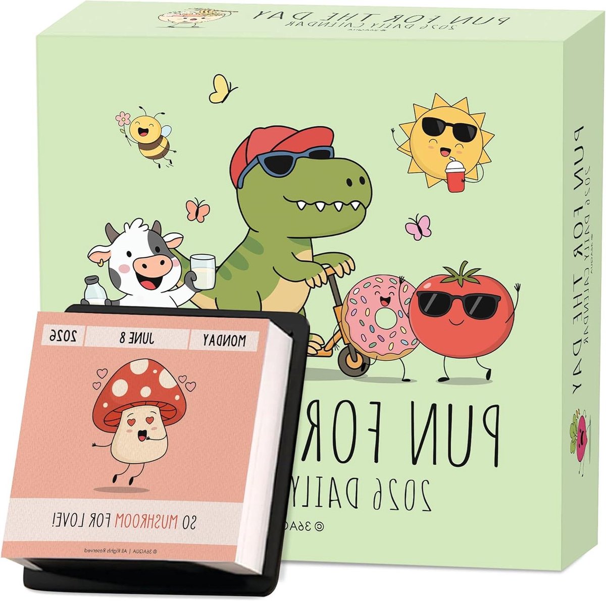 Woordspelingskalender 2026 - Dagelijkse kalender Humor - Bureau decoratie - 365 Nieuwe woordspelingen - 10.8 x 10.8 cm - Meerkleurig