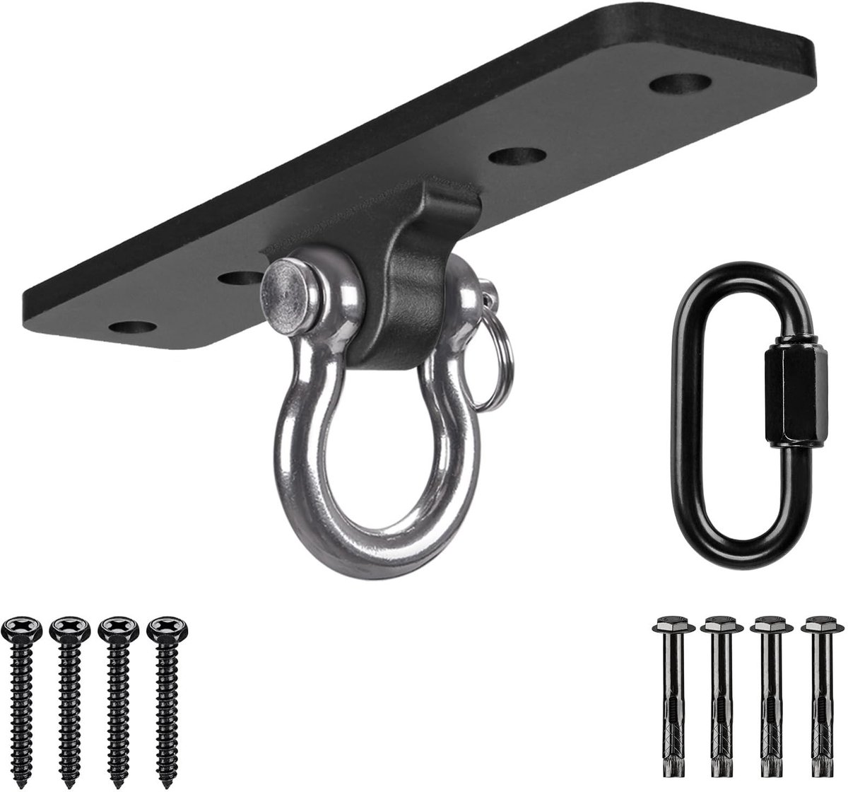 Allecto - Hammock Swing - Hanging Hardware Set - Voor Binnen en Buiten - Geschikt voor Yoga en Schommels - Staal met Carabiner - Maximaal Gewicht 1...