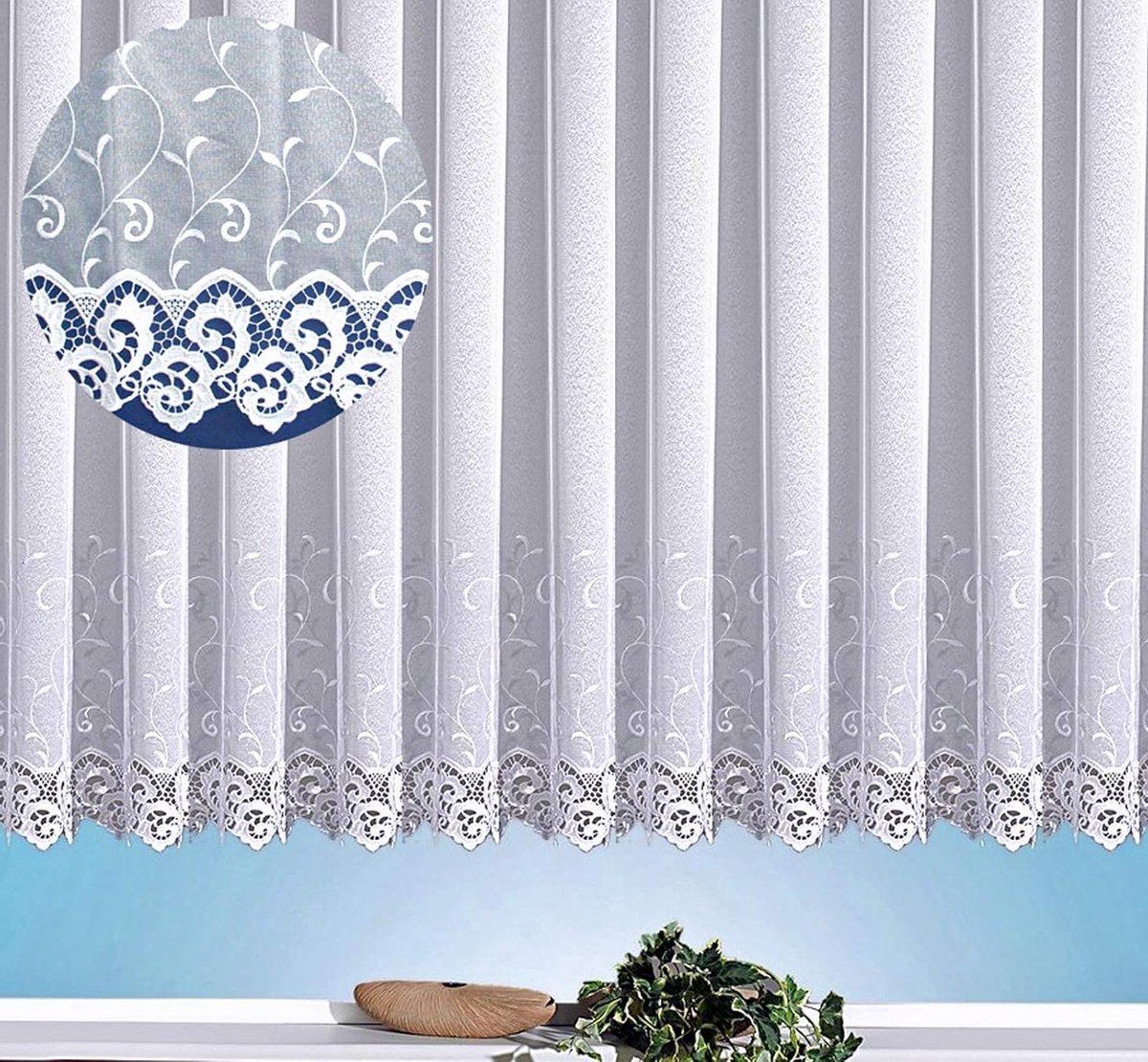 Decoratief Gordijn - Vitrage Raambekleding - Woonkamer Aankleden - Macramé Rand Borduurwer