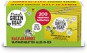 Gele 'Halfjaarbox' met 200 vaatwastabletten, met afbeelding van wasberen.