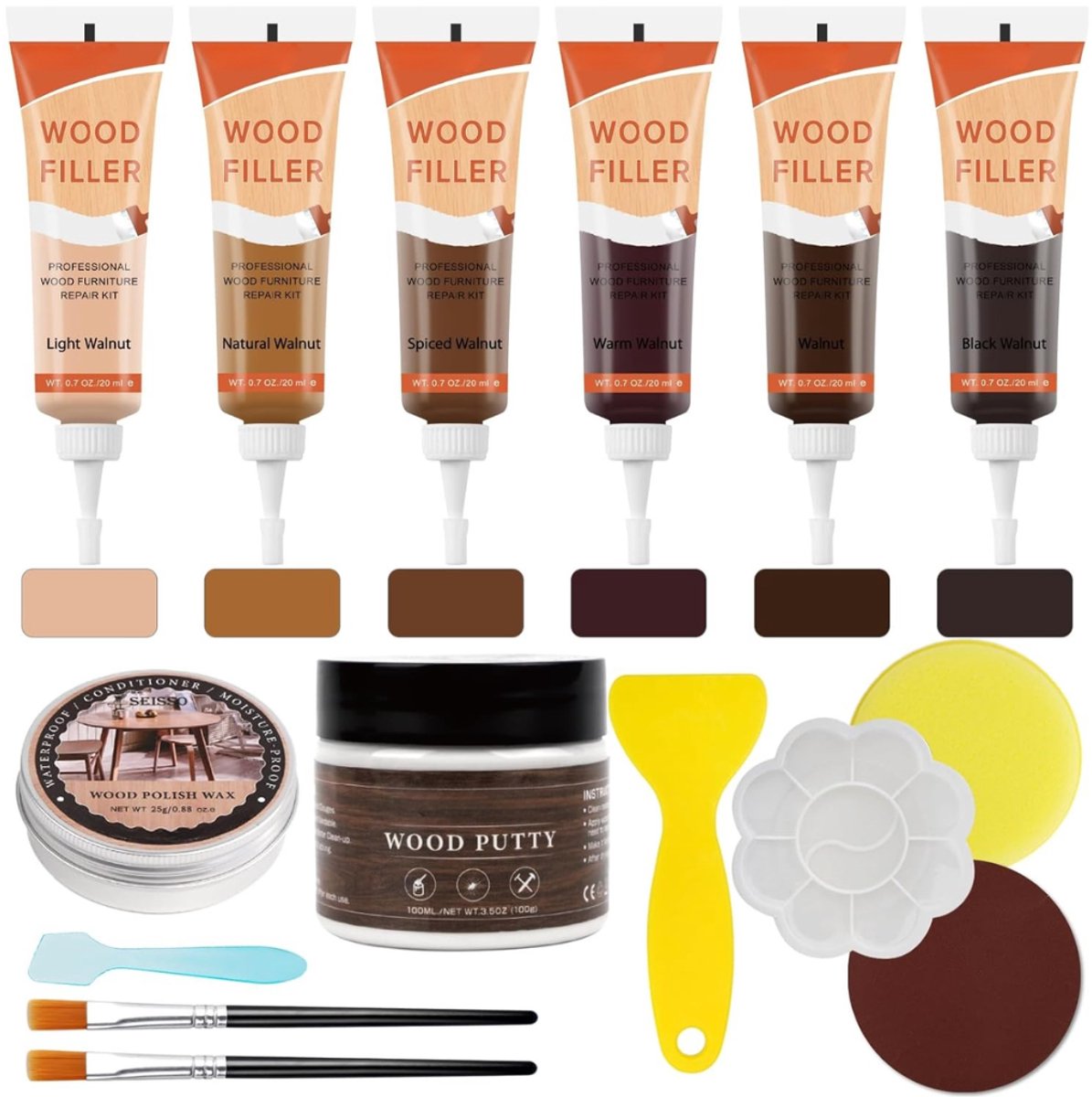 HEZIVO® Laminaat en Parket Reparatieset - Vloeren Repareren - Laminaatvuller - Eenvoudig Aanbrengen - 6 Kleuren