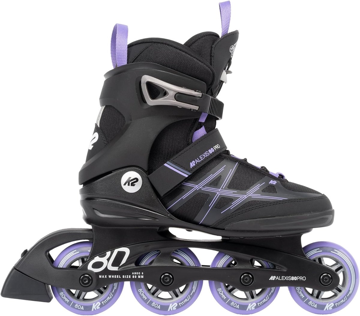 Inlineskates voor dames met 80 mm wielen - Zwart - Lavendel