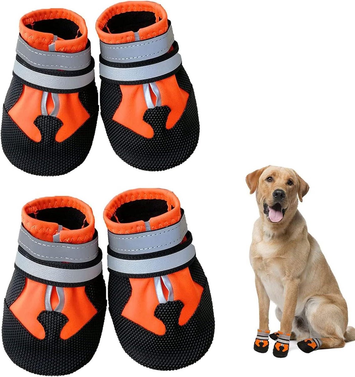 Hondenschoenen - Hondenlaarsjes Pootbeschermers - Hondenpoten Beschermen - Waterdicht Antislip - XL Oranje - Oranje