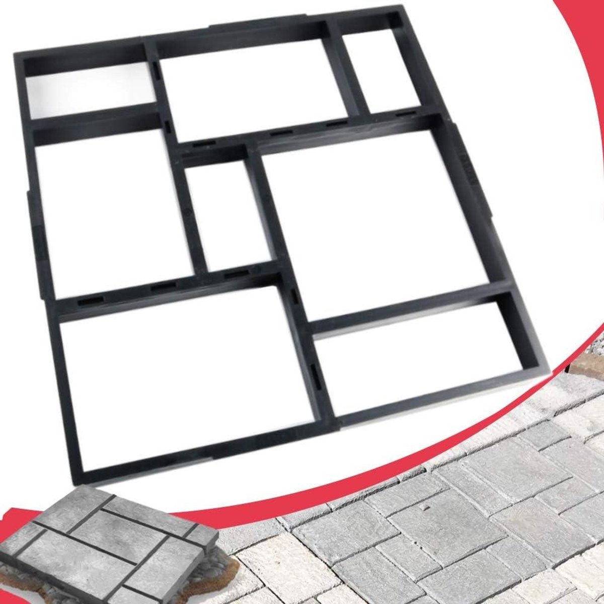 Betonmal Stapstenen - Tuinpad Mal - Terras Maken - Herbruikbaar Polypropyleen - 508 x 508 cm - Zwart