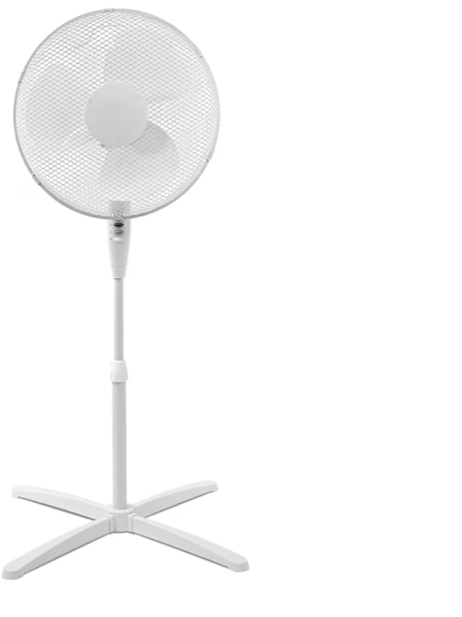 BIXc®- Staande ventilator, diameter 40 cm, wit, 3 snelheden, instelbare hoogte.