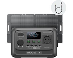 BLUETTI Elite 30 V2 600W 288Wh Powerstation met 100W zonnepanelen- ≤10 ms Pro-Grade UPS Backup - Back-up voor thuis-140 W PD snelladen -TurboBoost-opladen-<30 dB fluisterstille werking-LFP-batterij-Tot 1500 W hefvermogen-USB-C-poort-off-grid,Kamperen