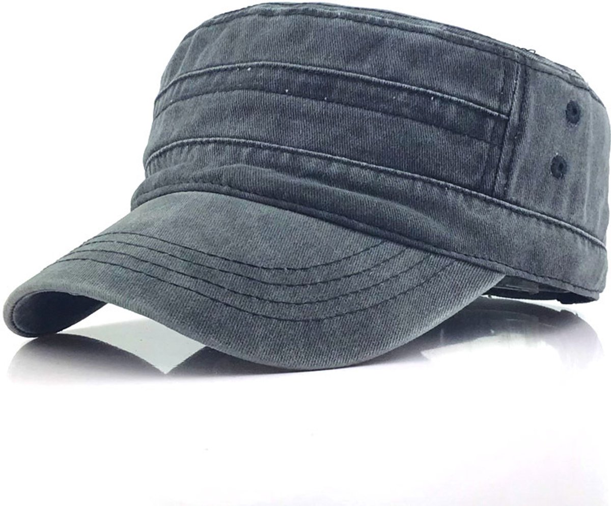 VHV - Petten - Hoed - Zonnehoed - Zonnehoed dames - Baseball pet - Gewassen vintage platte pet - Unisex katoenen baseball pet - Zwart