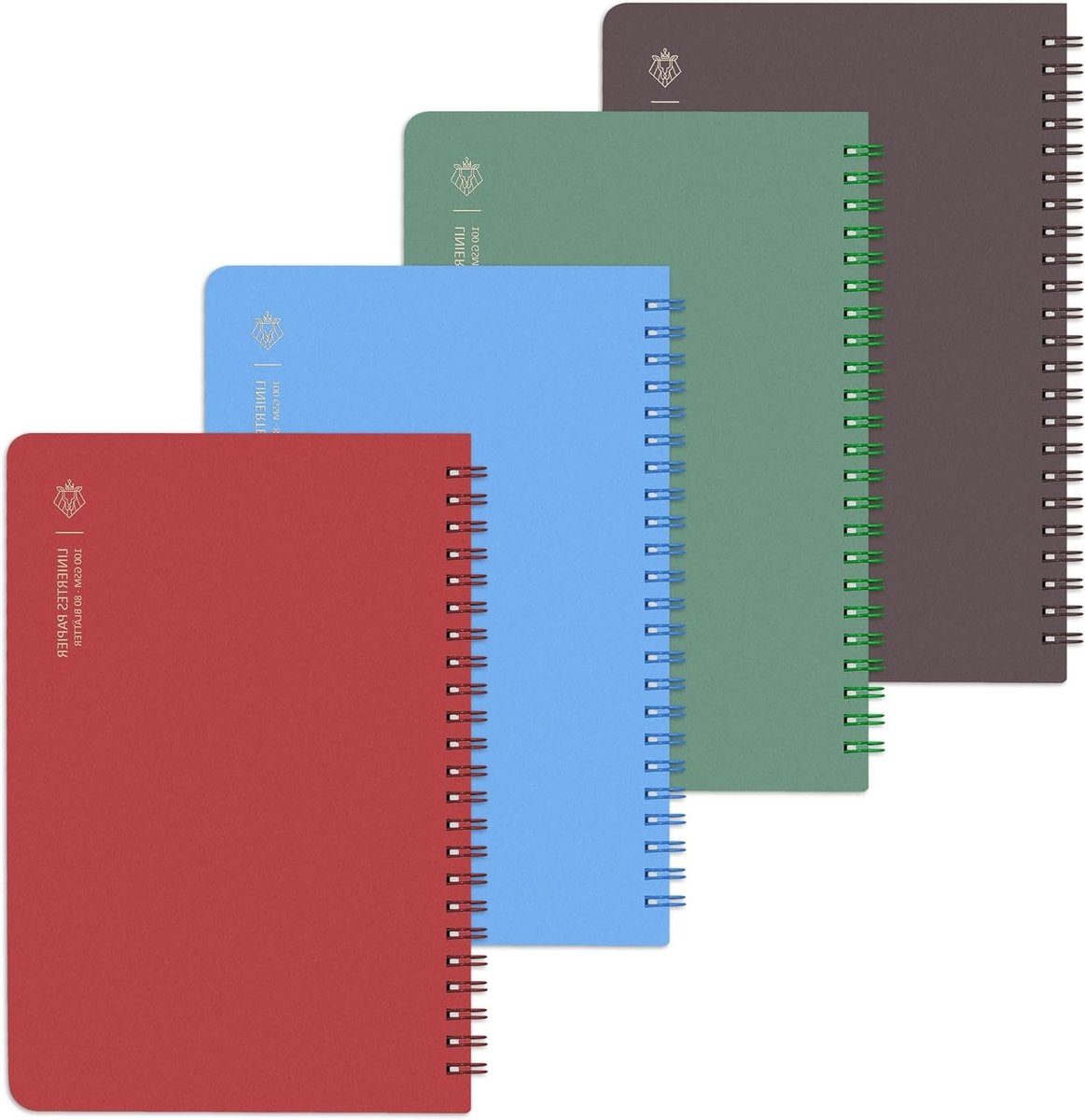 Spiraalnotitieboek Set van 4, 21 x 15 cm, 80g/m², 160 Pagina's, Afbreekbare Bladen, Geschikt voor School, Reizen en Kantoor
