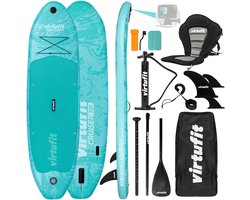 VirtuFit Cruiser Opblaasbaar SUP Board 305 cm - Max. 180 kg - Complete Set - Incl. Kajak Zitje, Peddel, Pomp, Tas & GoPro-mount - Stand Up Paddle Board - Blauw