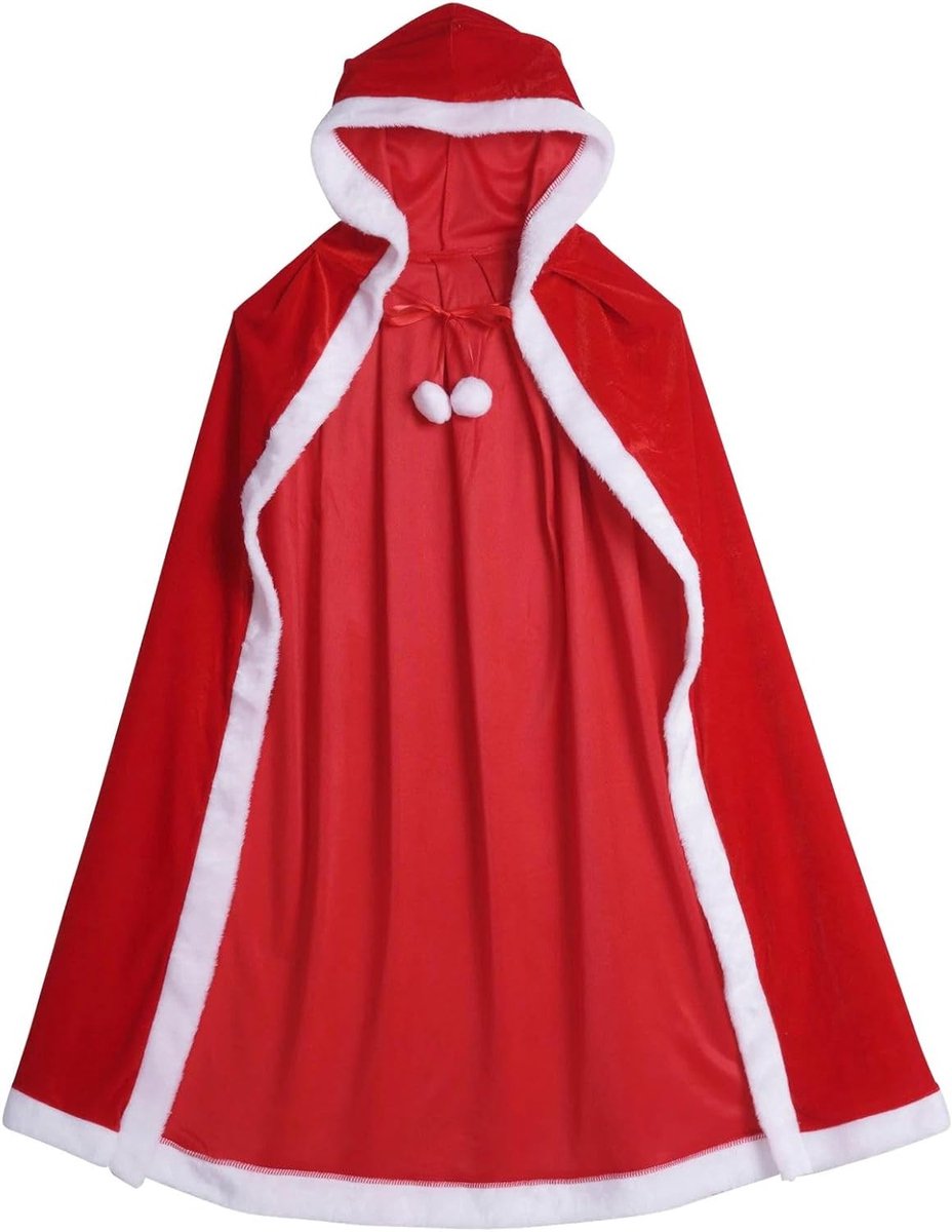 Verwarmende Velours Cape met Kap voor Kerst en Halloween, Perfecte Kostuumaccessoire voor Feestdagen en Evenementen