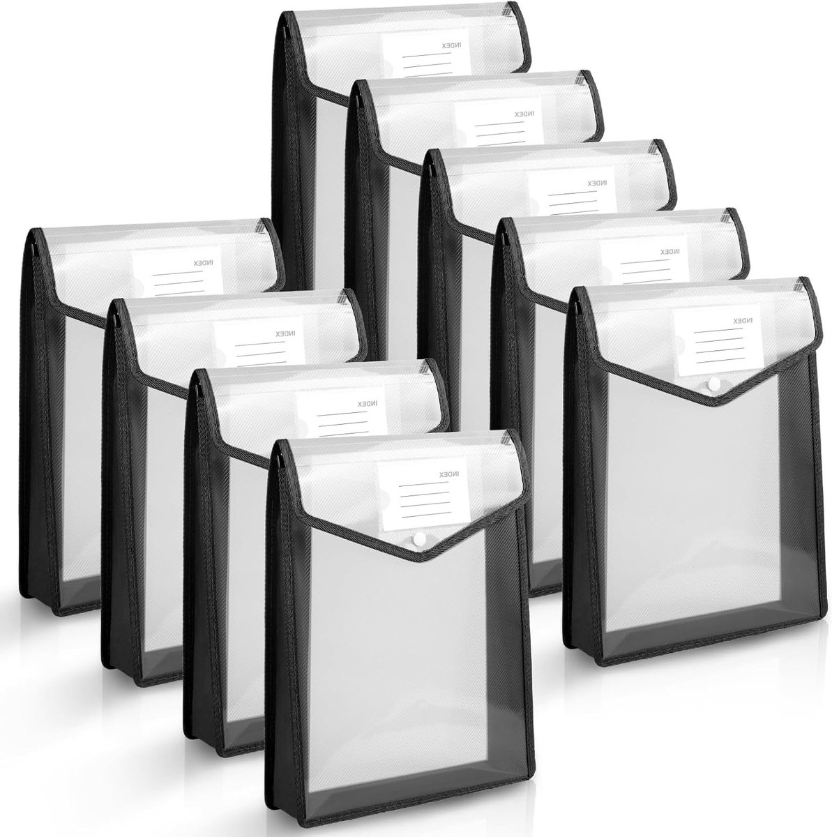 Perforated Document Covers A4, 9 Stuks Plastic Folders met Labels en Drukknoop voor Efficiënte Documentorganisatie en Bescherming