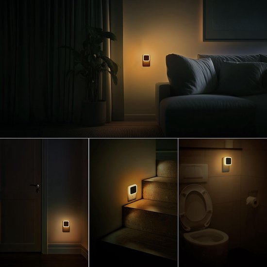 carmdering - Nachtlampje - Sensor Nachtlampje - Inbouw Nachtlampje - Set van 4, 0,5W, 50 lumen, 3000K - Automatisch aan/uit, dimt met omgevingslicht - Verbruikt 0,7 kWh per jaar - Perfect voor gang, slaapkamer en badkamer - Warmwit van Carmdering — afbeelding 3