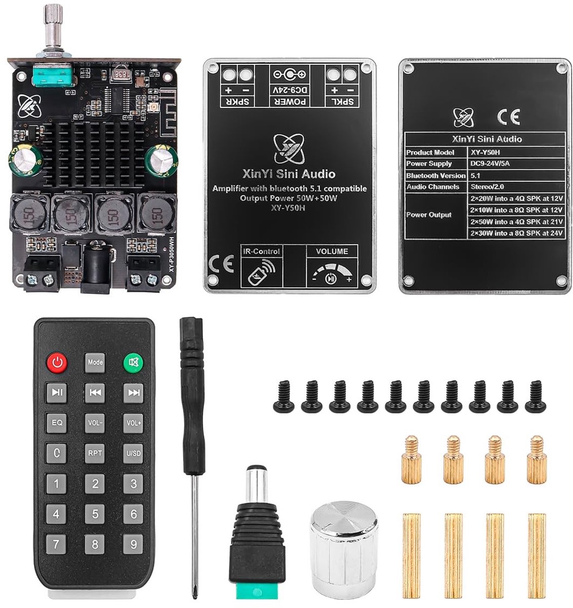 Allecto - TPA3116 Bluetooth stereo versterker module - Draadloze audio - Afstandsbediening - Compact formaat - Versterker voor thuisgebruik - Ideaa...