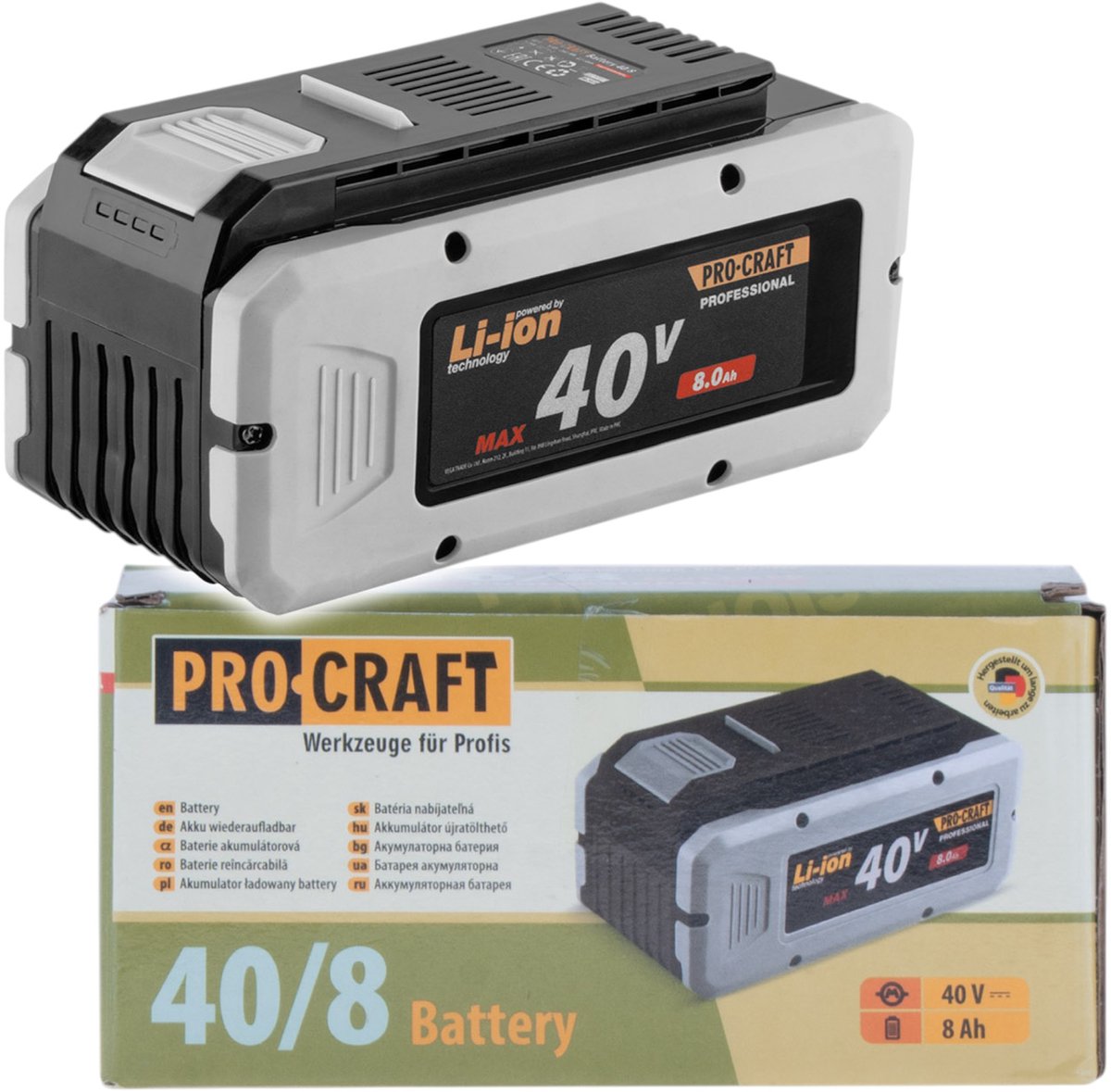 Procraft 40/8 accu 40 V 8,0 Ah / 8000 mAh Li-ion met laadindicator