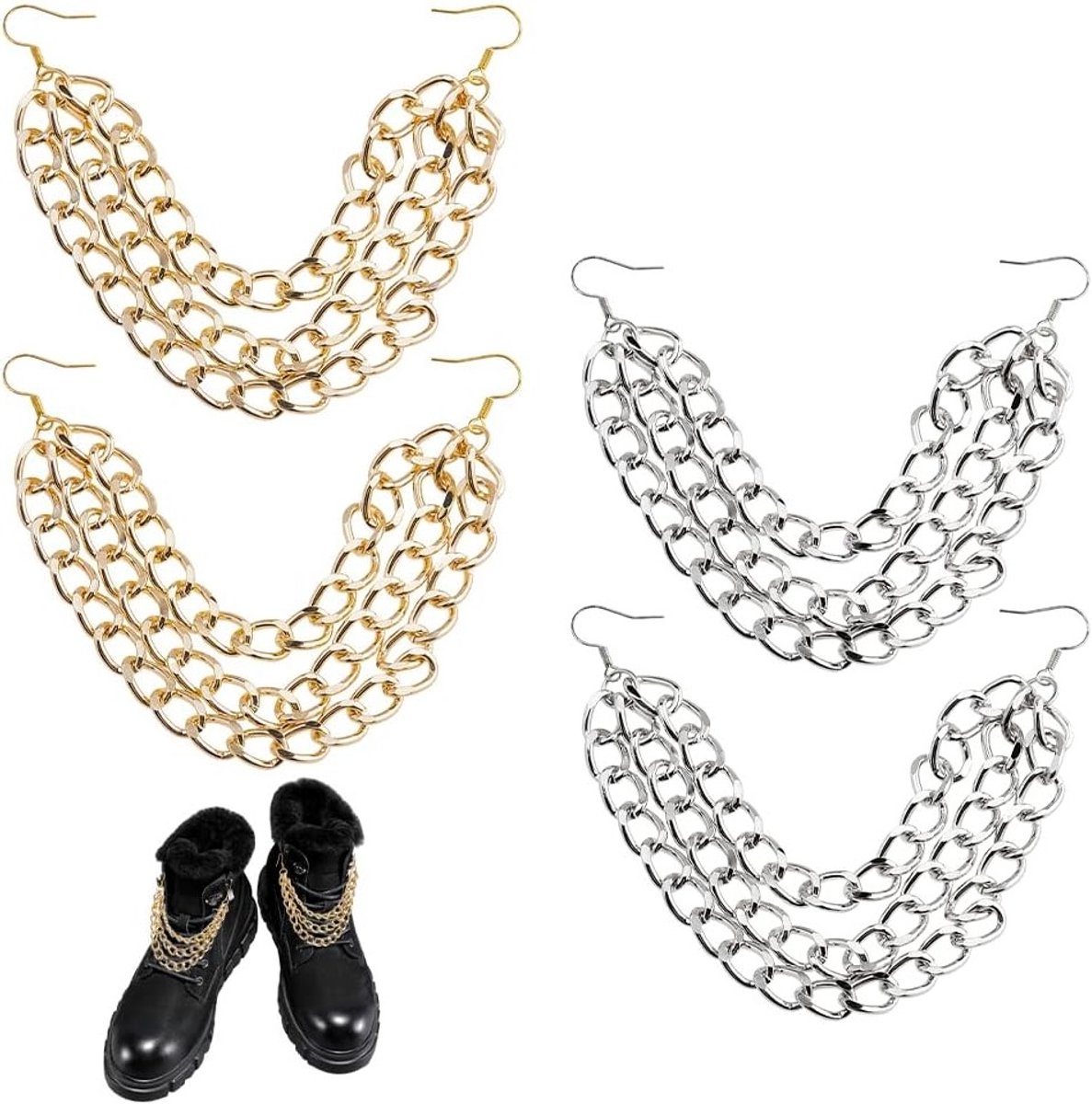Multilayer schoenkettingen in 2 kleuren - DIY decoratieve accessoires voor schoenen, sneakers en tassen
