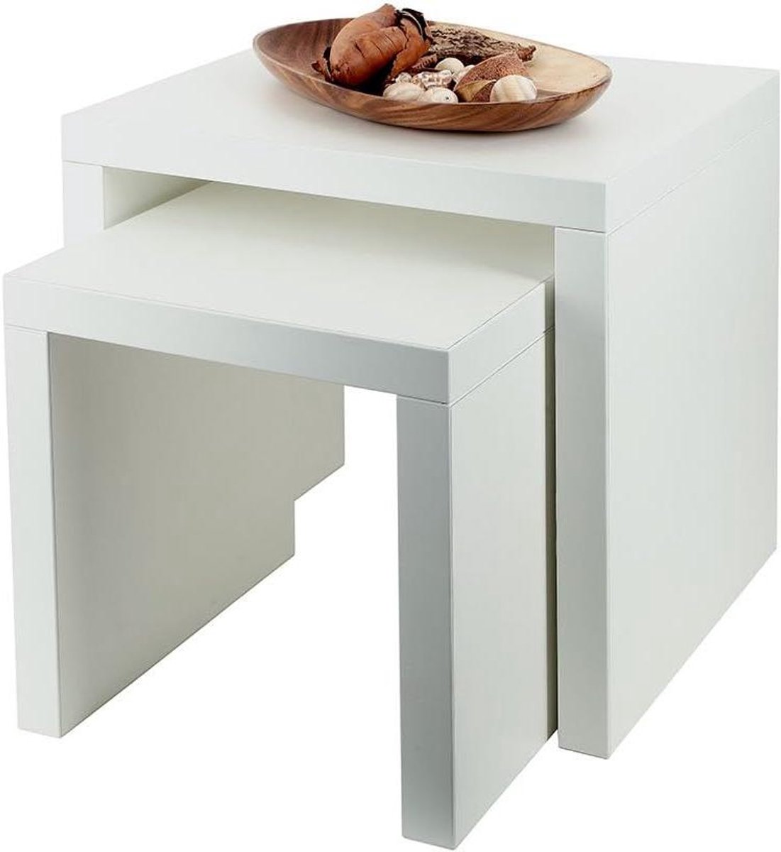 Salontafel set - Bijzettafel set - Woonkamer inrichten - Geen montage nodig - 44x36x44 cm - Wit