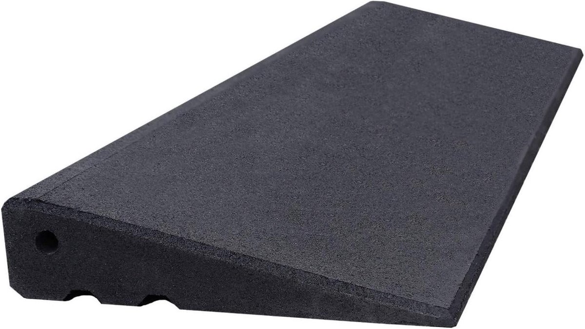 Stoeprand Helling - Oprijplaat Rubber - Obstakels Overbruggen - Extra Fijn Rubbergranulaat - 100 x 28 x 6.5 cm - Zwart