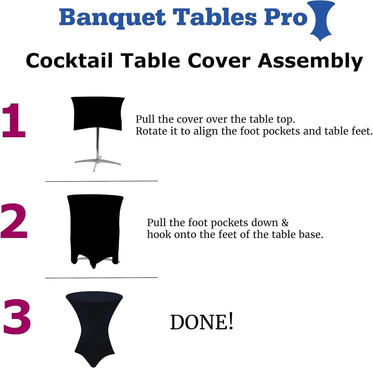 Tafelkleed Spandex - Stretchhoes Cocktailtafel - Feestdecoratie - Vlekbestendig - 30" x 42" - Wit