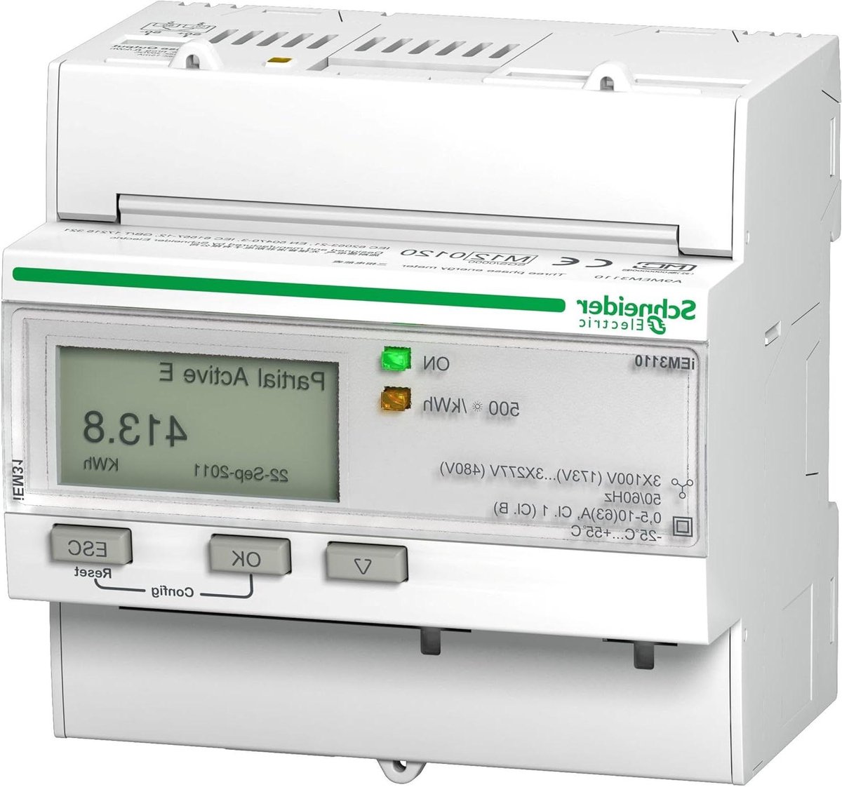 Energymeter - Stroommonitor - Energieverbruik Meten - 3-Fase LCD - 69 x 95 cm - Grijs