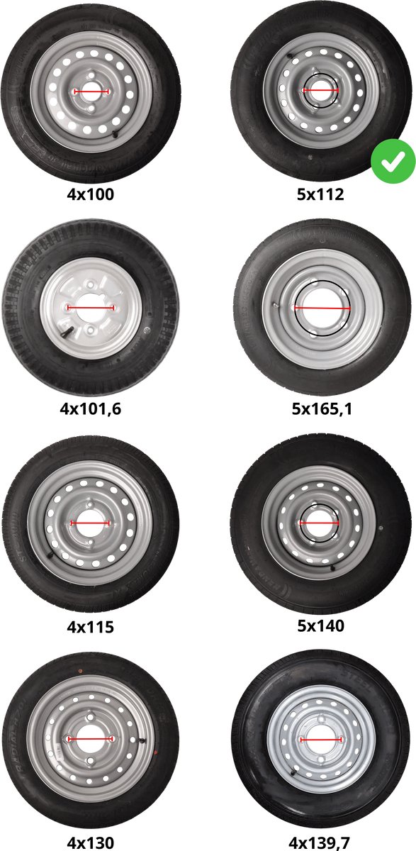 Compleet aanhanger wiel - 185R14C - steekmaat: 5x112 - draagvermogen: 900 kg - naafdiameter: 67 mm – foto 4