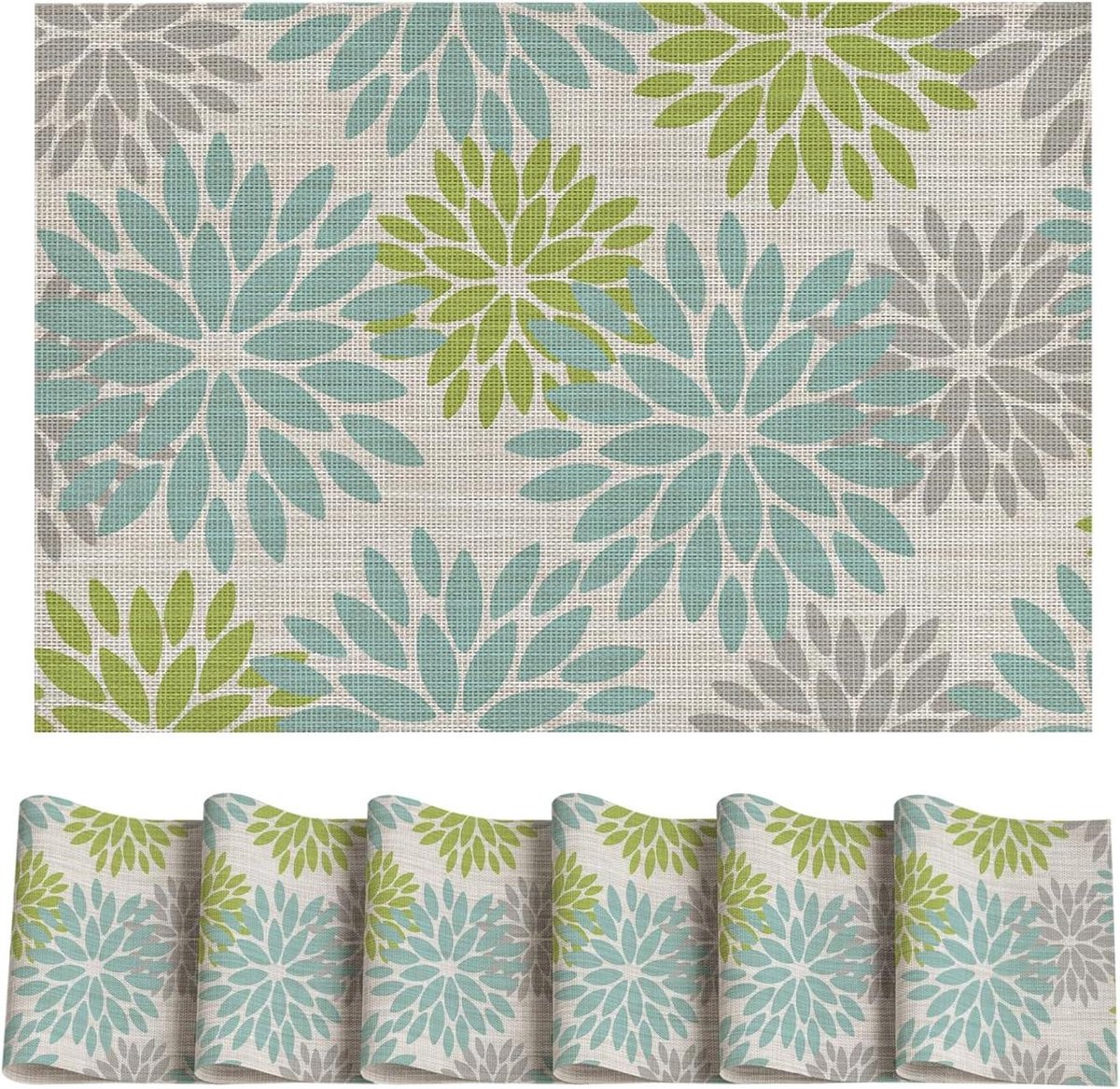 Set Placemats - Tafelonderleggers - Tafeldecoratie - Vuilafstotend - 30 x 45 cm - Groen