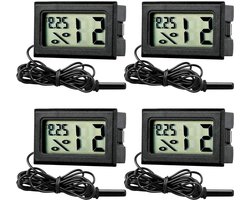 Mini Thermometer en Hygrometer Set - 4 Stuks, LCD Digitale Temperatuur- en Vochtigheidsmeter voor Aquarium, Terrarium en Kwekerij