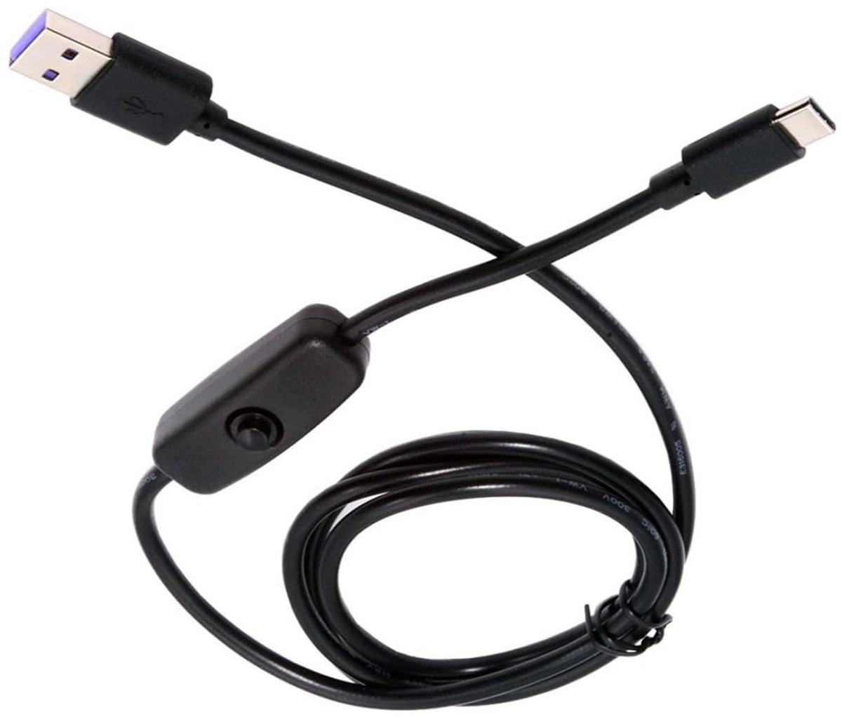 Allecto - USB Network Switch Extension Cable - USB 2.0 naar USB-C - 1.0M met Schakelaar - Ideaal voor Laadstations - Flexibel gebruik - Geschikt vo...