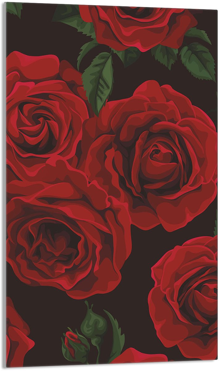 TMK ArtDeko - Serie Keukenbescherming - 30x52 cm - Rozen - Glazen Snijplank