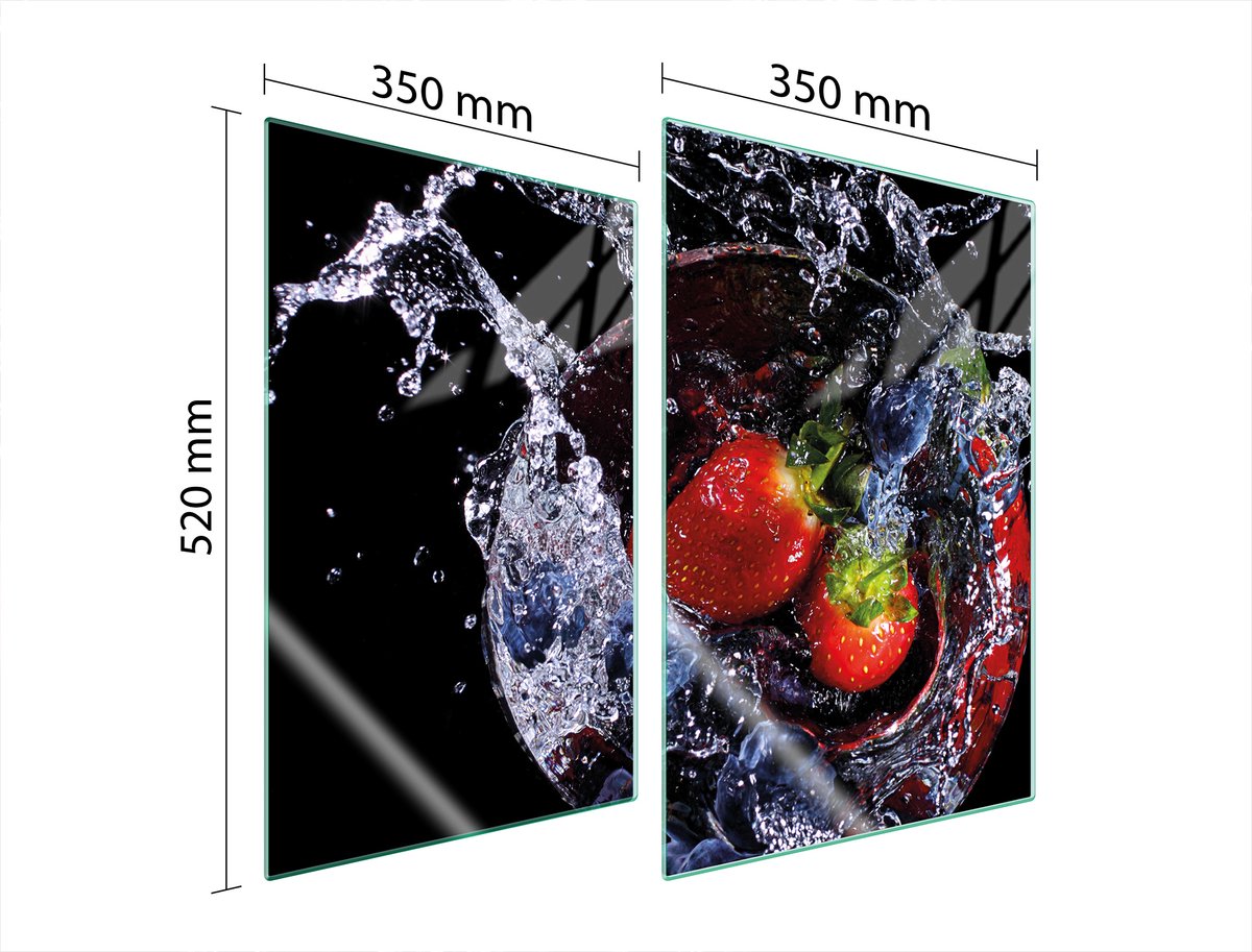 TMK ArtDeko - Glasplaat Bescherming - 2x35x52 cm - Aardbei