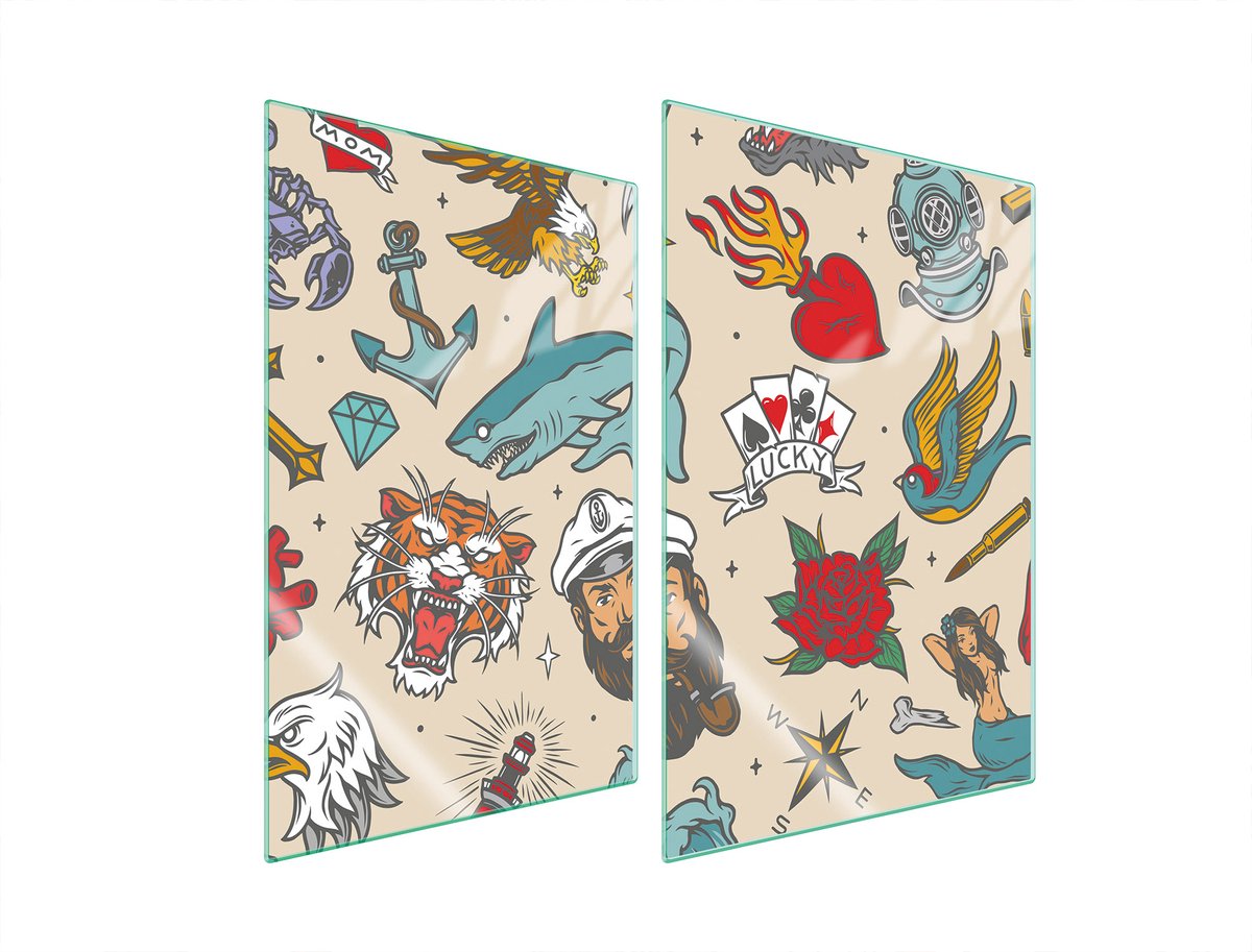 TMK ArtDeko - Serie - Glasbeschermplaat voor Kookplaat - 2x35x52 cm - Hardglas