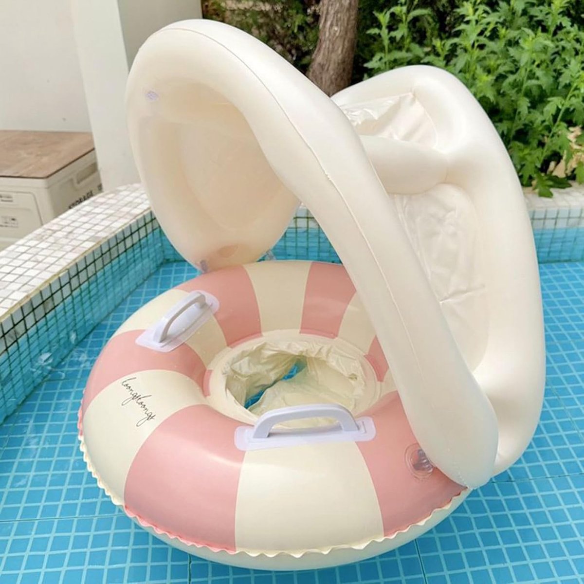 Sunshade Zwemvloot voor baby's: opblaasbare veiligheidsstoel, opvouwbare zwemring | zwemapparaat voor peuters in retro-thema, verstelbaar waterspeelgoed